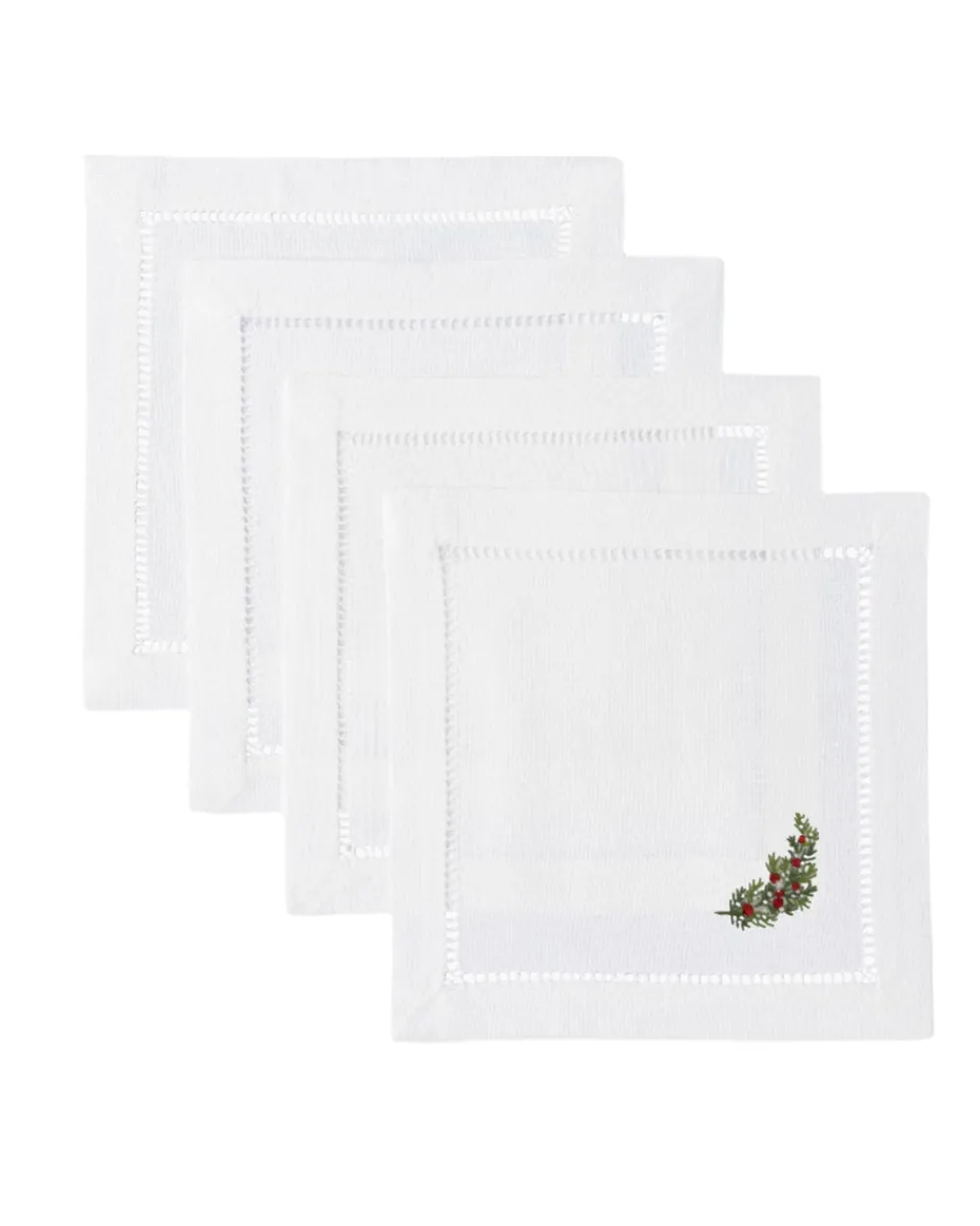Henry Handwork Place Settings & Linens|Wreath Snow Cocktail Napkins, Set of 4