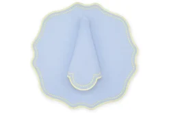 TriChi Design Place Settings & Linens|Yellow Dotted Air Blue Linen Napkin and Placemat, Set of 2