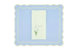 TriChi Design Place Settings & Linens|Yellow Lily Linen Napkin and Tableau Linen Placemat, Set of 4