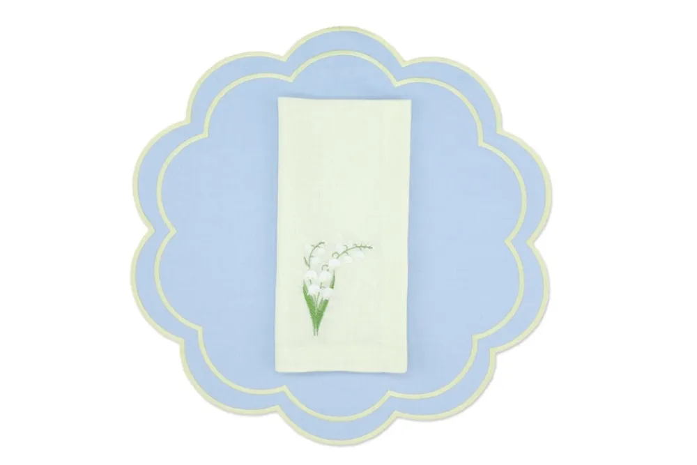 TriChi Design Place Settings & Linens|Yellow Lily Linen Napkin and Bloom Linen Placemat, Set of 4