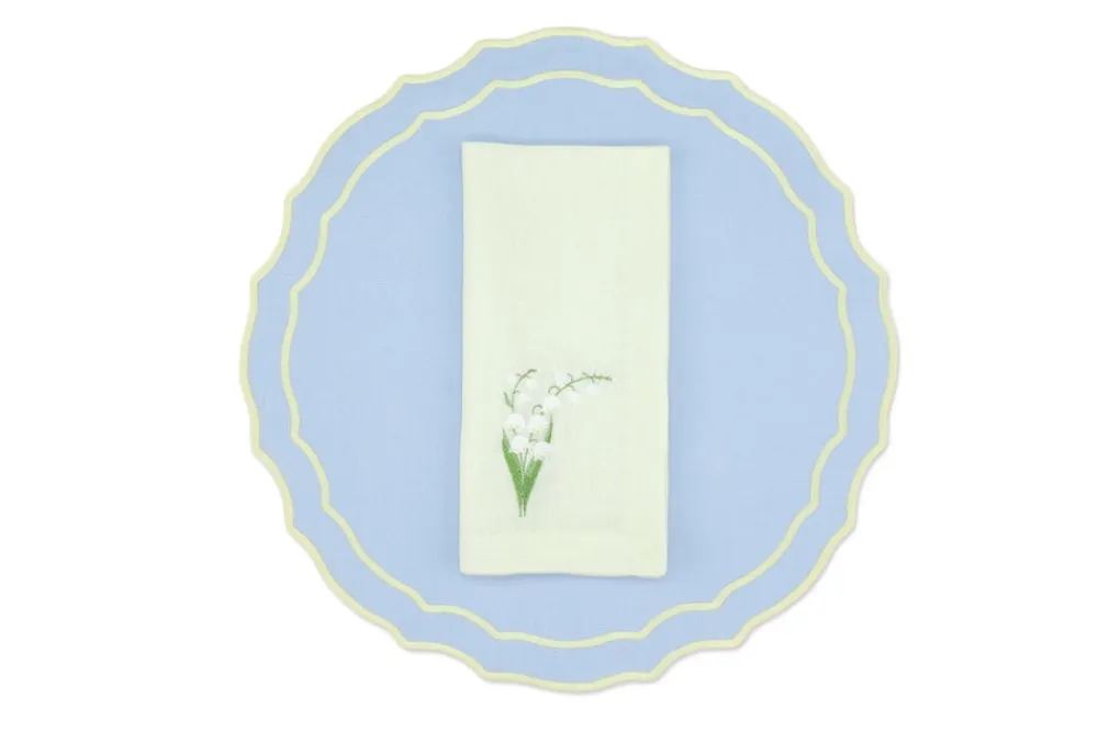 TriChi Design Place Settings & Linens|Yellow Lily Linen Napkin and Vidro Placemat, Set of 4