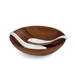Nambe Dinnerware|Yin Yang Salad Bowl with Servers